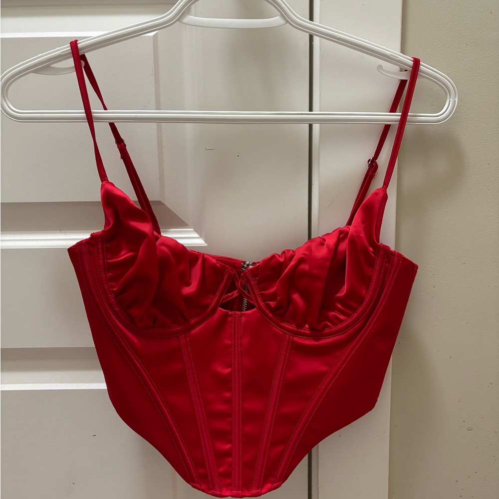 White Fox Boutique Red Satin Tank Corset
